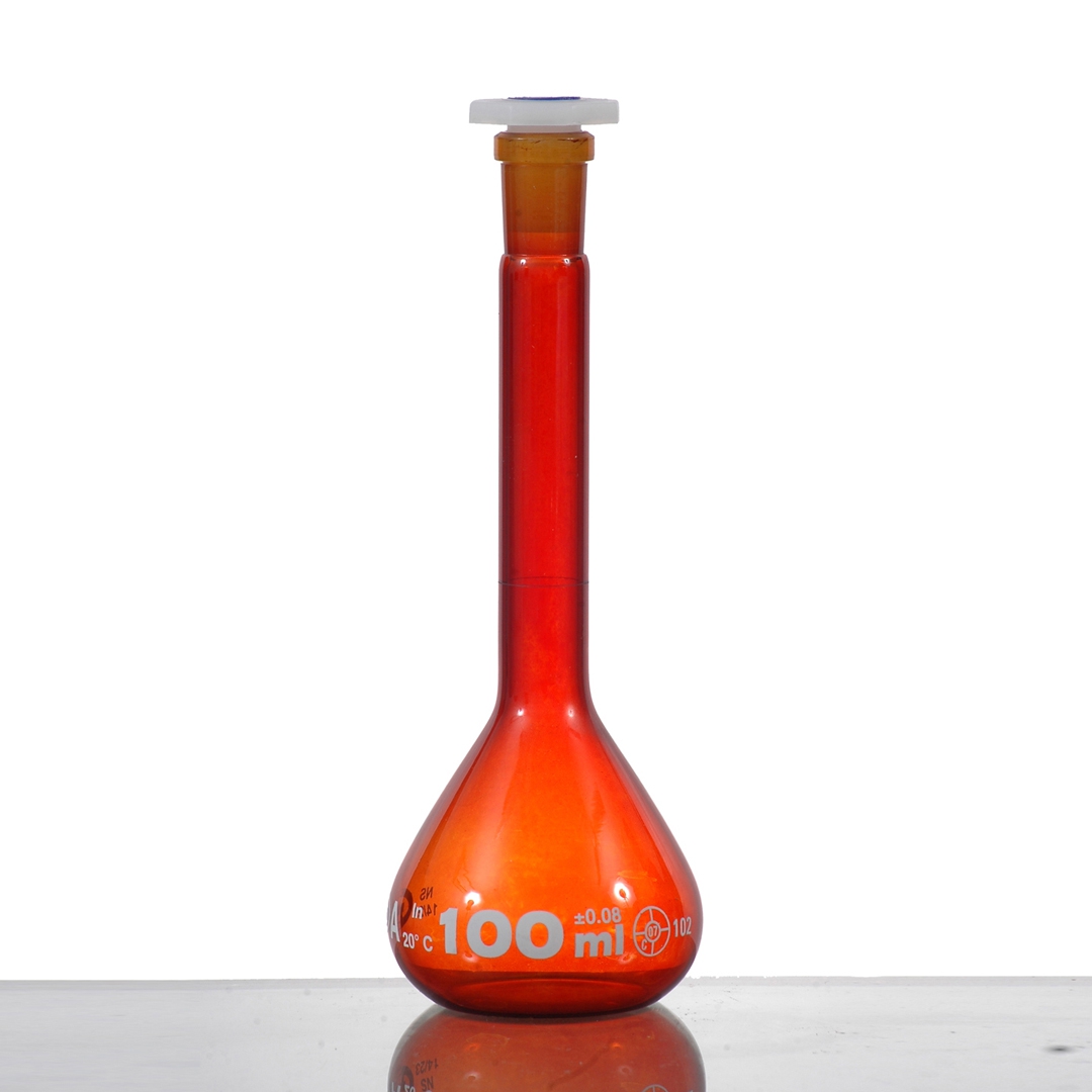 Volumetric Flask Amber Class A Pe Stopper Borosilicate Glass Smith Scientific 5350