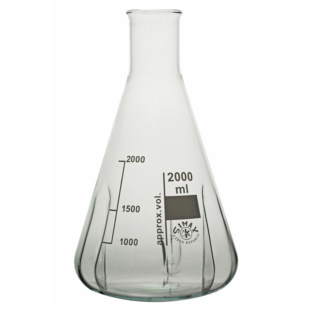 Simax Erlenmeyer Flask, 4 Vertical Baffles Dixon Science