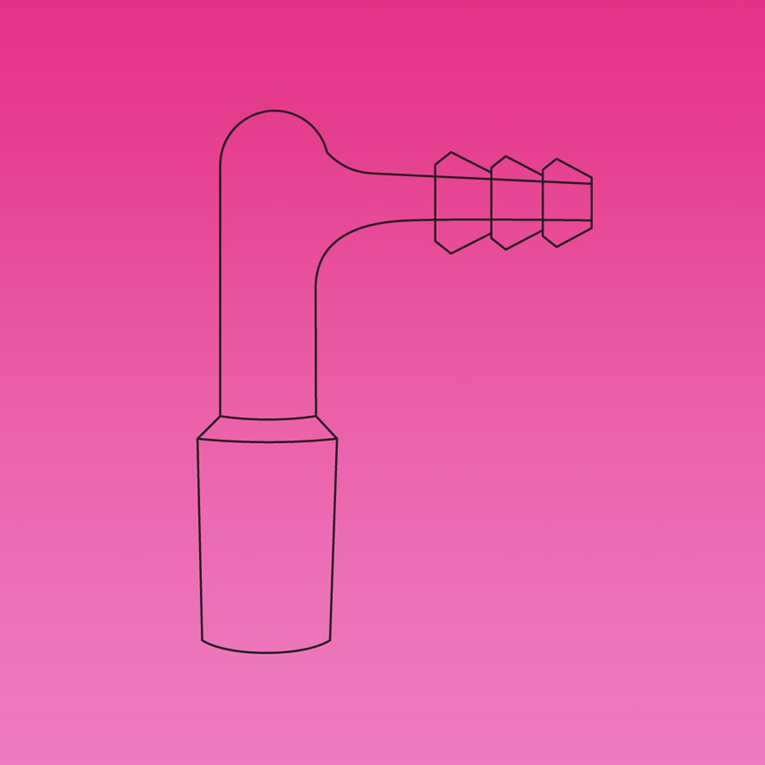 Adapter, From Cone To Hose Connection, Angle 90 Degrees, Glass Dixon